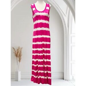 Calvin Klein Tie-Dye Striped Maxi Dress Pink White Size 12 CD2N2HAJ